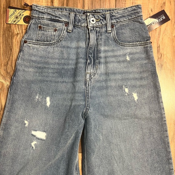 BUFFALO David Bitton ALICE High Rise Super Wide Leg Distressed Cotton Jeans 25 - Picture 13 of 15